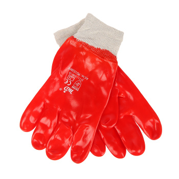 Перчатки ХБ с нитрил облив, масло-бензостойкие красные  (арт.4518) Doloni