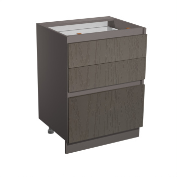 Шкаф напольный 600х850х600 мм BROZEX-WOOD Эрика, с тремя ящиками, грейдж / ясень грей софт