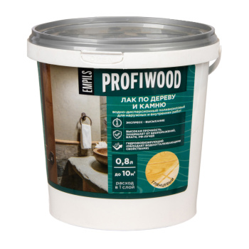 Лак акриловый для наружных и внутренних работ по дереву и камню 0,9 кг PROFIWOOD *1/6/588