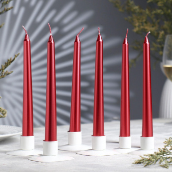 Набор античных свечей, 1,9х20 см, 6 штук, рубиновый металлик 7374388