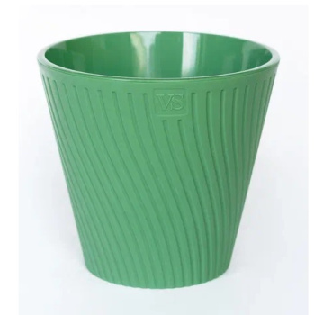 Кашпо пластм. "Луи" 2,7л d верха 180мм h166мм со вставкой Зеленый AML-2,7-08 ("VipSet") *1/12