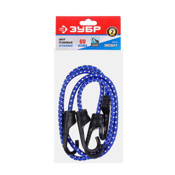 Шнур крепежный резиновый 60 см,d8мм, 2 шт, крюки пласт. сердечник сталь(арт.40508-060) ЗУБР *1/6/48