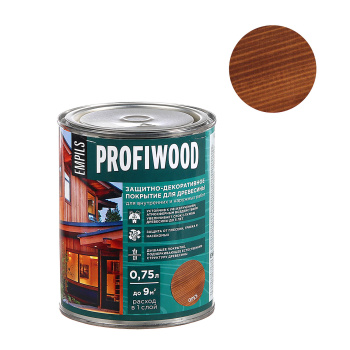 Защитно-декоративное покрытие 0.7 кг для древесины PROFIWOOD, алкидное, орех