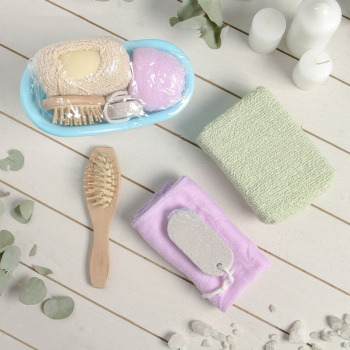 Набор банный 4 предм. (расческа, мочалка, пемза, чалма)   3665347