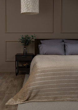 Плед 150*200см фланель однотонный страйп коричнево-бежевый TF FNS BE-GY1 1520 16-1320 Absolute *1