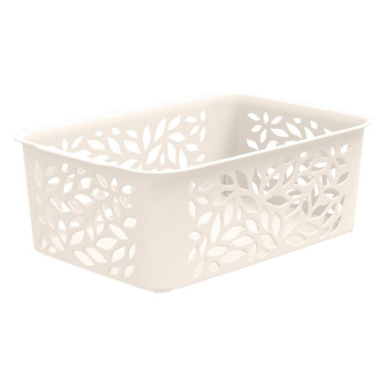 Корзина для хранения пластм. "Leaves" 222х153х81мм 2,3л Молочный арт.447 ("Полимербыт") *1/18