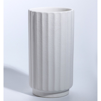 Ваза «Абиджил», линии, h=21, d=11 см, керамика, белая