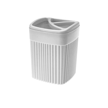 Стакан для зубных щеток и пасты пластм. "Velvet" 90х90х119мм св.Серый арт.433239538("Бытпласт")*1/18