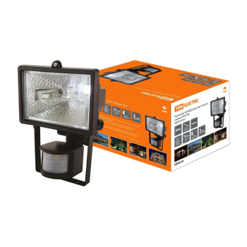 Прожектор ИО500Д (детектор) галоген.черный IP54 TDM