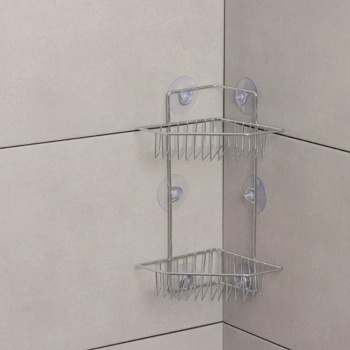 Полка 2х-ярусная угловая 29х15х20 см, 6 присосок 647830