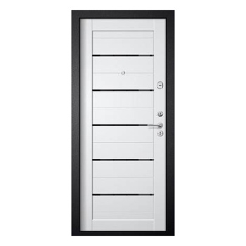 Дверь входная 2050х960х60 мм Двери Гуд М-2 GOODMAN, со стеклом, левая, черный шелк/белый