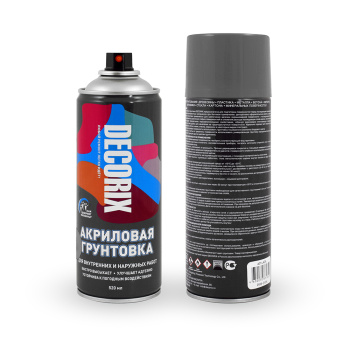 Грунт-аэрозоль акриловый серый 520/200 мл DECORIX (А10) *1/12