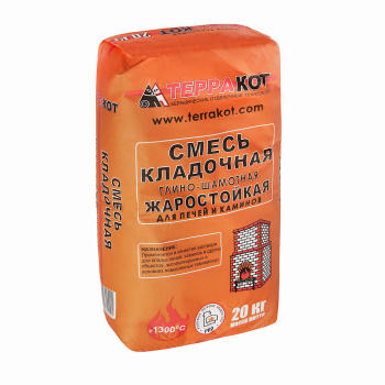 Смесь кладочная глино-шамотная 20 кг Терракот, жаростойкая Смесь кладочная глино-шамотная 20 кг Терракот, жаростойкая