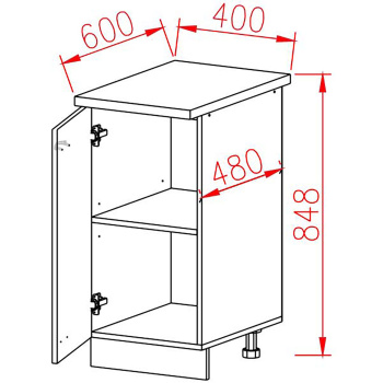 Шкаф напольный 400х850х600 мм BROZEX-WOOD Camellia, с дверцей, серый / юта