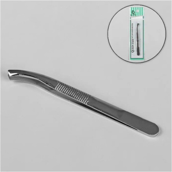 Пинцет №3 скошенный широкий 8,5см серебр пакет QF