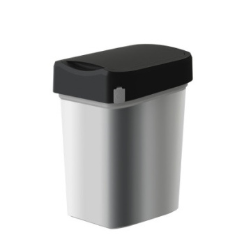 Контейнер д/мусора пластм. с откидной+"плавающей" крышкой 10л "METAL BIN",крепл.д/пак. 434261213*1/4