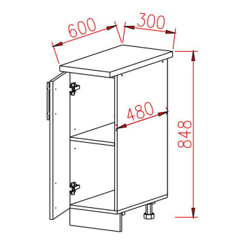 Шкаф напольный 300х850х600 мм BROZEX-WOOD Lux, с дверцей