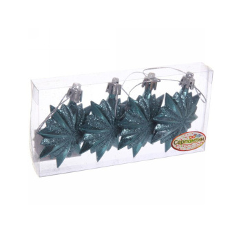 Ёлочные игрушки "Звезда остроконечная" 6 см (набор 4 шт), темный нефрит