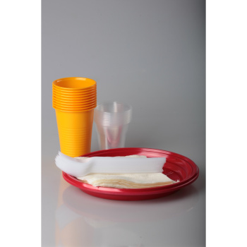 Одноразовая посуда Набор "На троих" 3перс/15пр.: тар.d170мм+стопки0,1л+стак.цв.0,2л+вилки+салф.*1/40