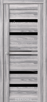 Дверь межкомнатная остекленная ЦАРГИ ПВХ Тампа Ривьера Грей/черный лакобель 700мм Аркада*1