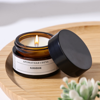 Свеча ароматическая в банке "Хлопок", соевый воск, 12 г   9865838