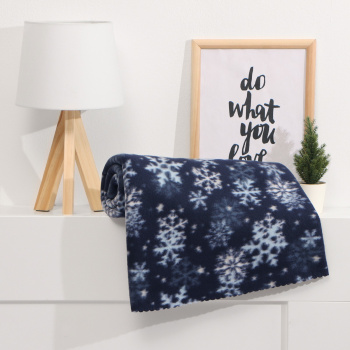 Плед 130*150см флисовый Снегопад синий Эконоиь и Я *1