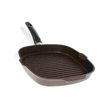 яяяСковорода алюм. а/приг.литая Kukmara "Мраморная" кофейн."Гриль"28х28см С.р.Ст.к.сгкмк282а *1/6