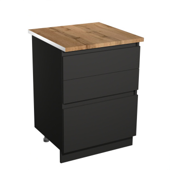 Шкаф напольный 600х850х600 мм BROZEX-WOOD Next, с тремя ящиками, графит