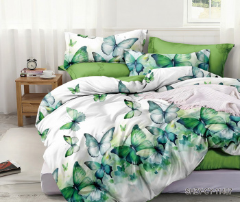 Постельное белье евро поплин на резинке Орхидея SHZY-CY-11407, наволочки 70*70 - 2шт *1/4