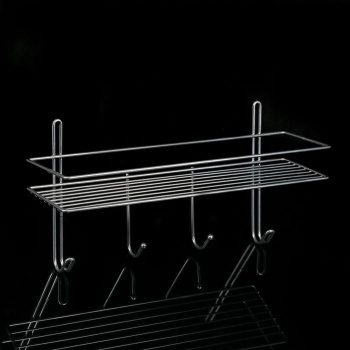 Полка прямоугольная 1-а ярус с 4-я крючками хром зеркало, 40х11,5х20 см   4015262