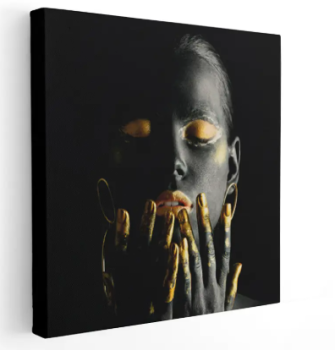 Картина "Золотой лист" на деревянном подрамнике из 2-х картин 30х30 см