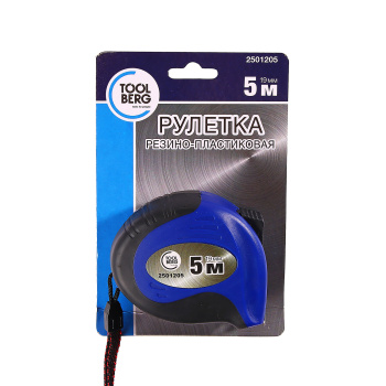 Рулетка 5м х19мм резино-пластик. корпус стальная лента фиксатор арт.2501205 T4Р *1/12/120