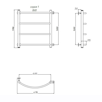 Полотенцесушитель ПМ-боковое  Ø1" 50*60*50мм Приоритет *1