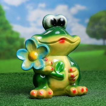 Садовая фигура "Лягушка с ромашкой", 18х25х28см, МИКС 3808061