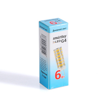 Лампа светодиодная Smartbuy, G4, капсула, 220 В, 6 Вт, 480 Лм, 4000 К, нейтральный белый