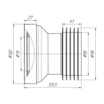 Муфта сливная д/унитаза прямая короткая АНИ W1218 *1/45