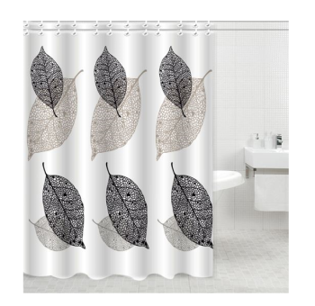 Штора  для ванной "Aquadomer" п/эстер 180*180см "Листья" с кольцами XT-039 *1/25