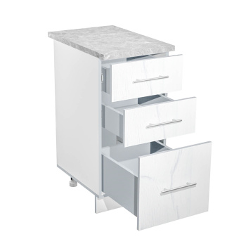 Шкаф напольный 400х850х600 мм BROZEX-WOOD Camellia, с тремя ящиками, серый / юта