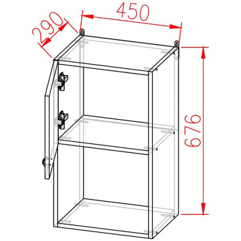 Шкаф навесной 450х676х290 мм BROZEX-WOOD Next, с дверцей, графит / дуб вотан