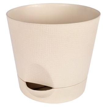 Кашпо пластм. "Le Parterre" 0,7л d верха 110мм h110мм с поддоном Кремовый 202-6 (Tek.A.Tek)*1/40