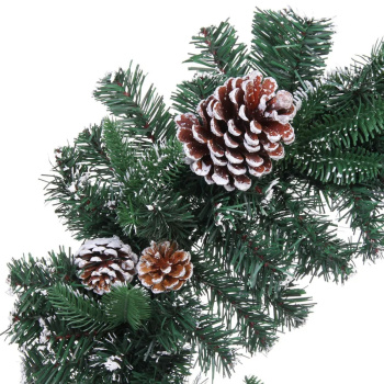 Венок хвойный "Иней" d-60 см, ПВХ, литой ПВХ, шишки, белый иней
