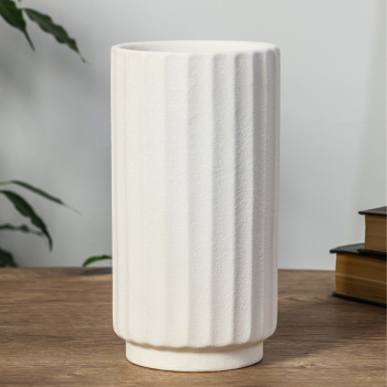 Ваза «Абиджил», линии, h=21, d=11 см, керамика, белая