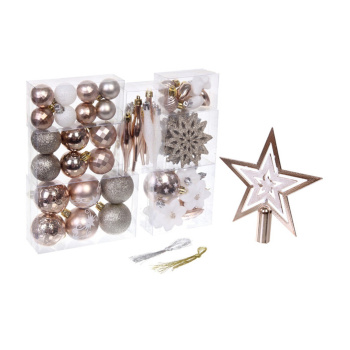 Набор ёлочных украшений "Сказочная зима" 45 предметов, Белый/Шампань
