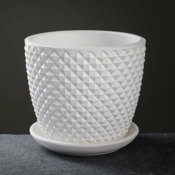 Кашпо бетон Бутон Грань 2,15л d верха 175мм h152мм с поддоном Белый №3 КБ-Б3-217-03 *8