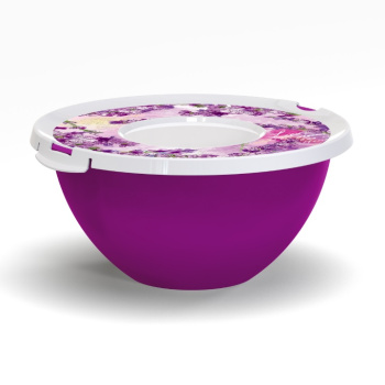 Миска пластм. с крышкой "Лаванда" 2,0л 236х226х110мм арт.35608 ("Полимербыт)*1/18