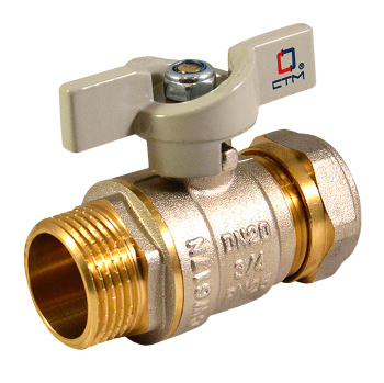 Кран шаровый 20х3/4"(Ø20) цанга/папа бабочка CTM (СТАНДАРТ) CWPM3420 *1/15