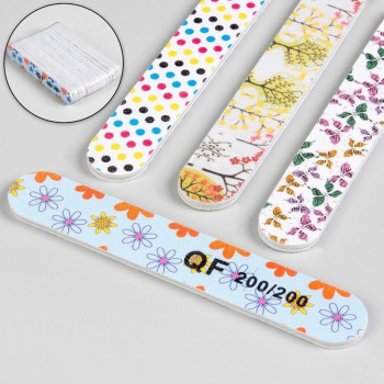 Пилка наждачная для ногтей, овальная, абразивность 200, цвета МИКС 1432477