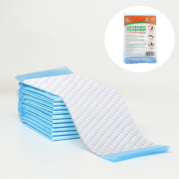 Пеленки впитывающие "ПИЖОН" целлюлозные, 60 х 40 см, набор 5 шт 2834056