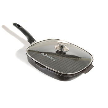 яяяСковорода алюм. а/приг.литая Kukmara "Мраморная" кофейн."Гриль"28х28см С.р.Ст.к.сгкмк282а *1/6