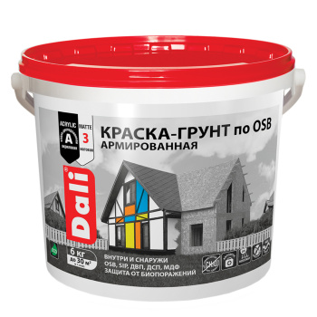 Краска-грунт акриловая 3 кг по OSB DALI, для внутренних и наружных работ
